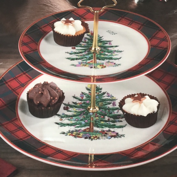 Spode Christmas Tree Tartan tiered server - Picture 3 of 12